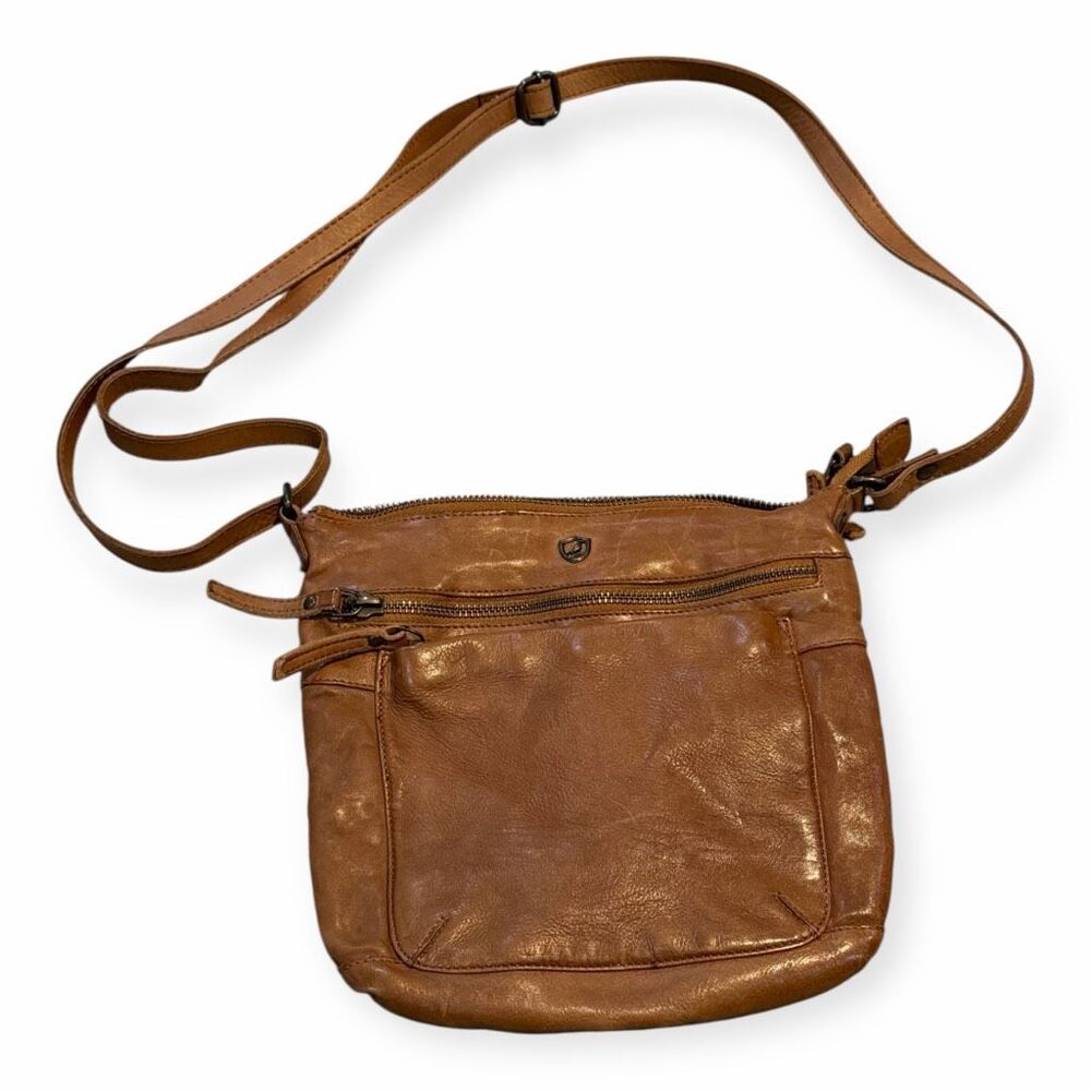 COCHOA Women’s Brown Leather Crossbody Bag Multi Pocket Adjustable Strap - Picture 2 of 8